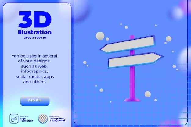 PSD 3d 렌더링 아이콘 방향 보드