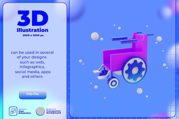 PSD icona di rendering 3d disabilità