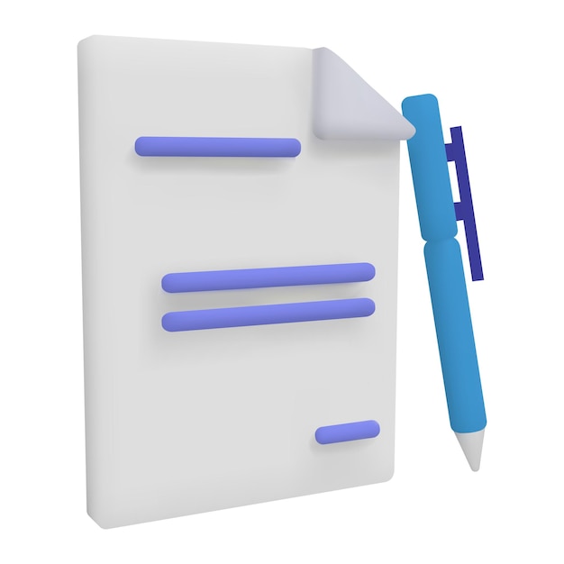 PSD 3d render icon of document paper files business concept isolated vector illustration