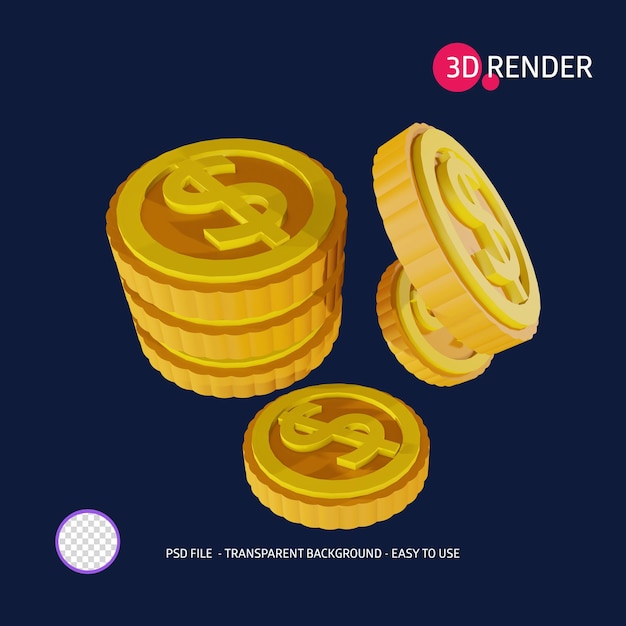 PSD 3d render icon dollar 2