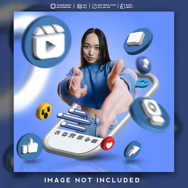 3d render icon feed for facebook promotion design