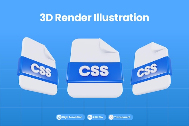 PSD 3d rendering icona formato file css