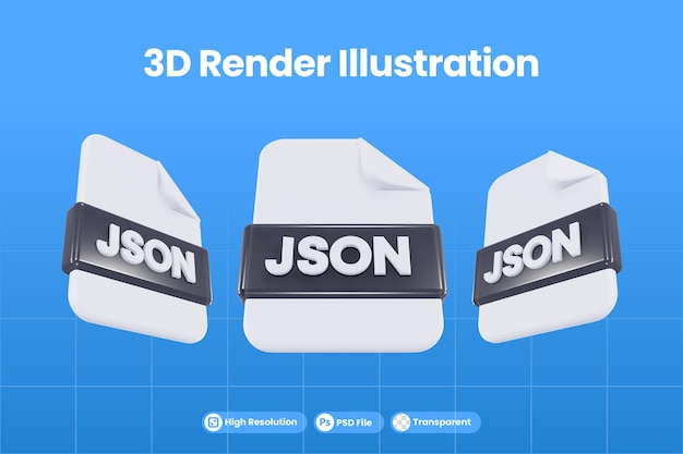 PSD 3d render icon file format json a