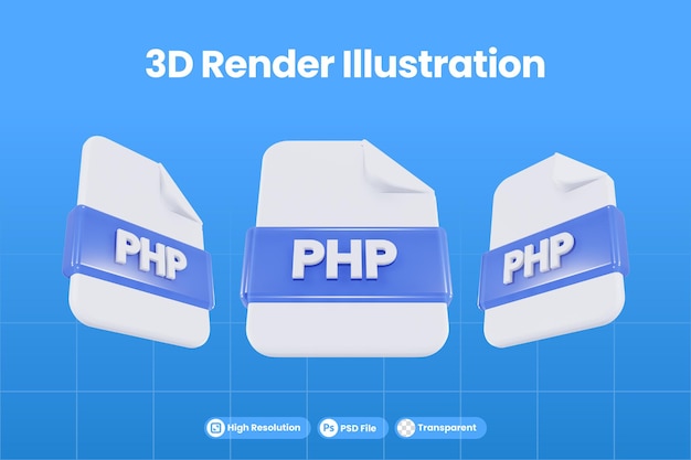 PSD 3d 렌더링 아이콘 파일 형식 php