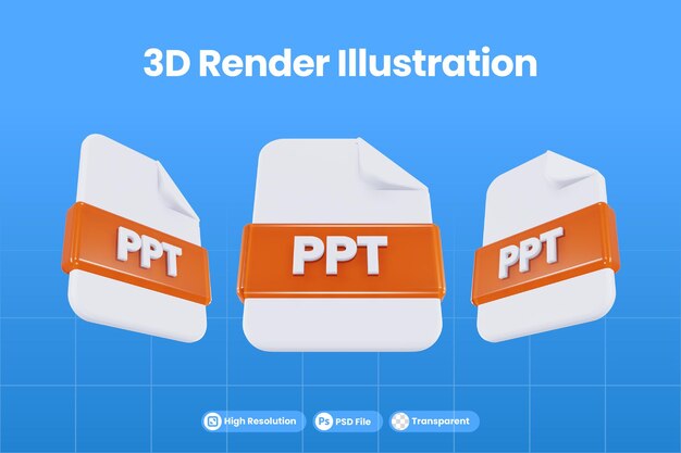 3d 렌더링 아이콘 파일 형식 Ppt