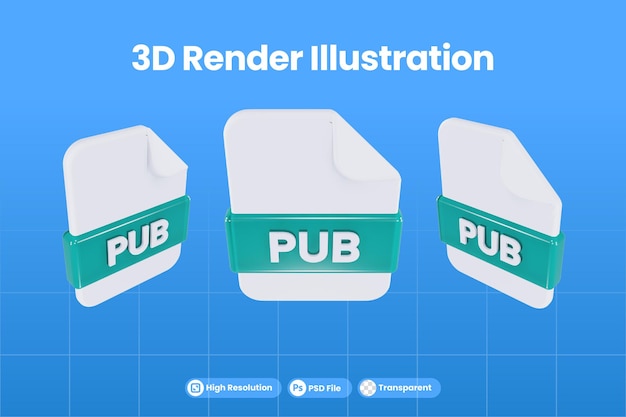 PSD 3d 렌더링 아이콘 파일 형식 펍