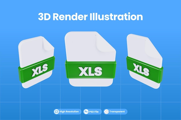 PSD formato file icona rendering 3d xls