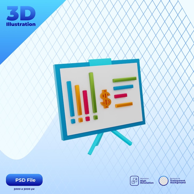 3d render icon financial plan