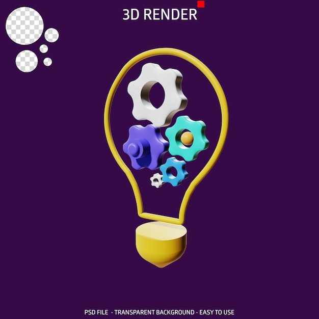 3d render icon gear idea 7