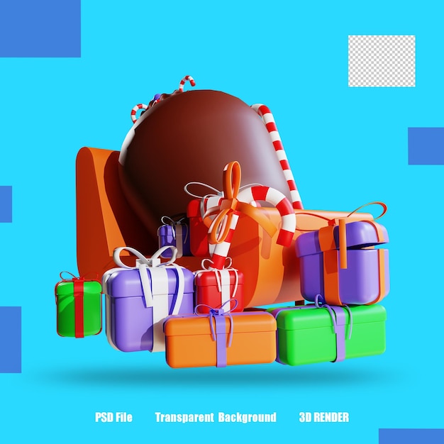 PSD 3d render icon gift pouch 2