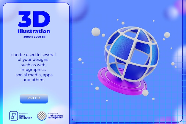 PSD 3d render icon global