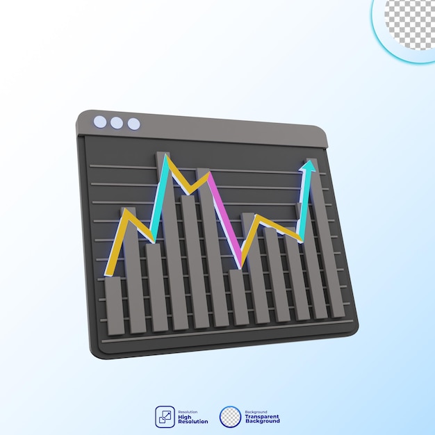 3d render icon Graph and Chart illustration