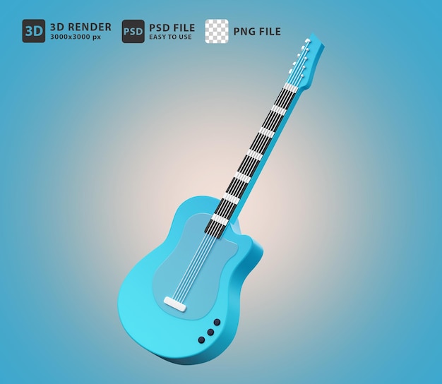 3d render icona chitarra