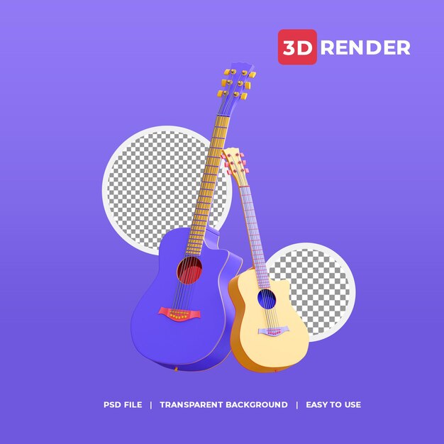 PSD 3d render icon guitars