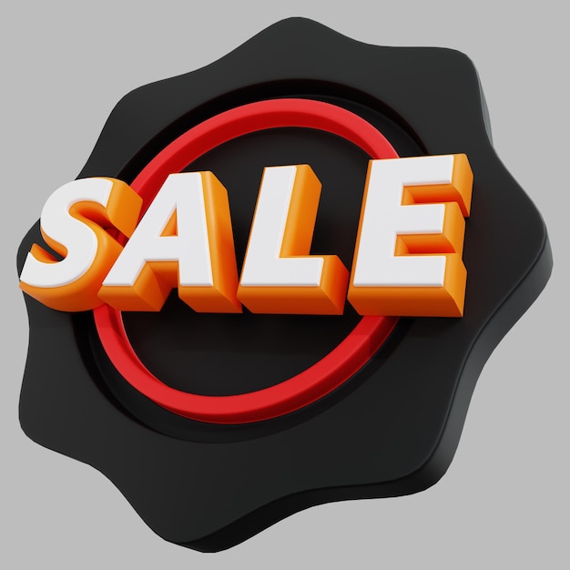 PSD 3d render icon illustration sale badge