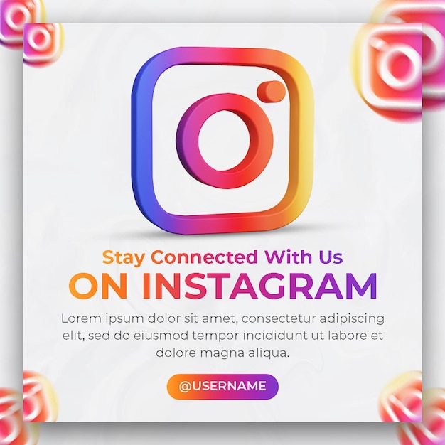 Instagram 및 소셜 미디어 게시물 템플릿의 3d 렌더링 아이콘