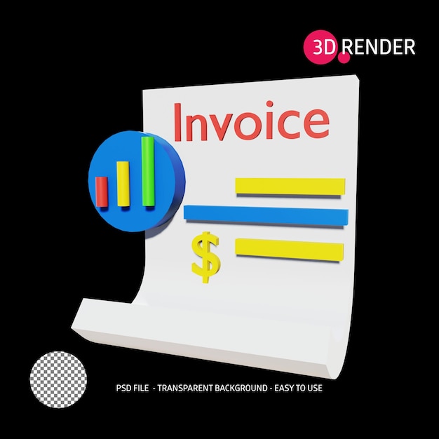 PSD 3d render icon invoice 4