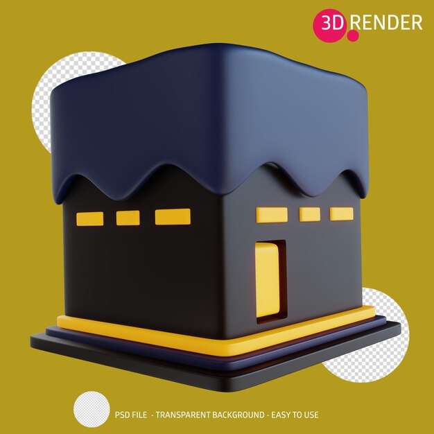 PSD 3d render icon kaaba