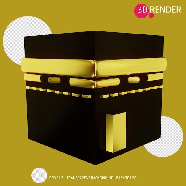 PSD 3d render icon kaaba