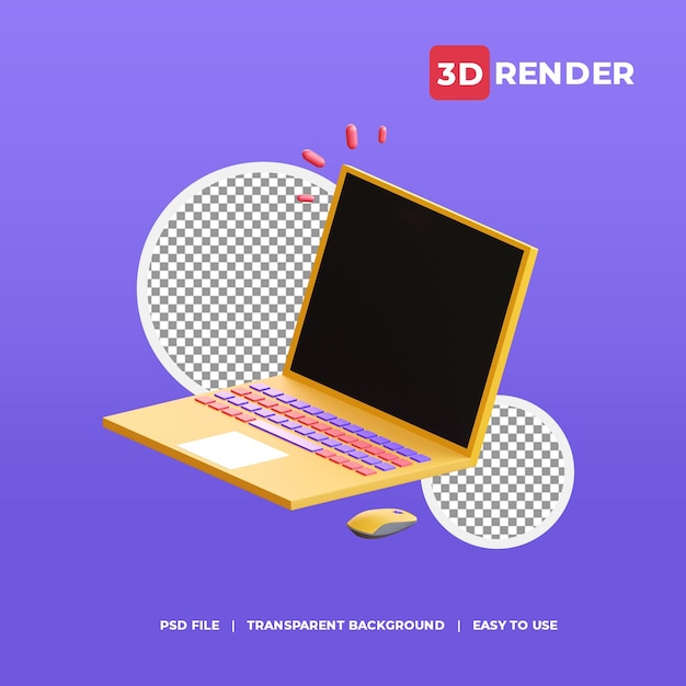 3d render icon laptop