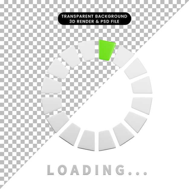 PSD 3d render icon loading icon with 3d render style