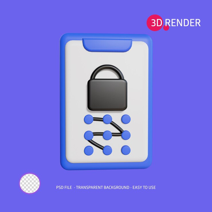 PSD 3d render icon lock screen