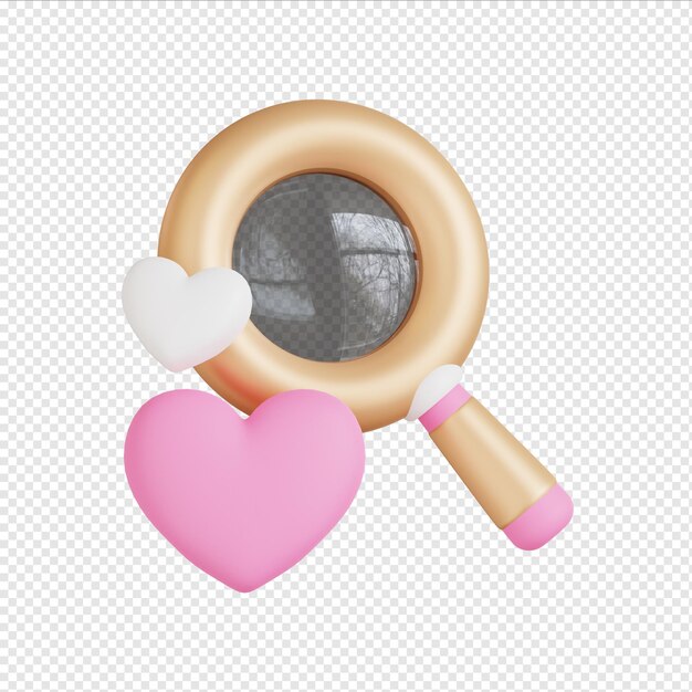 PSD 3d render icon love search