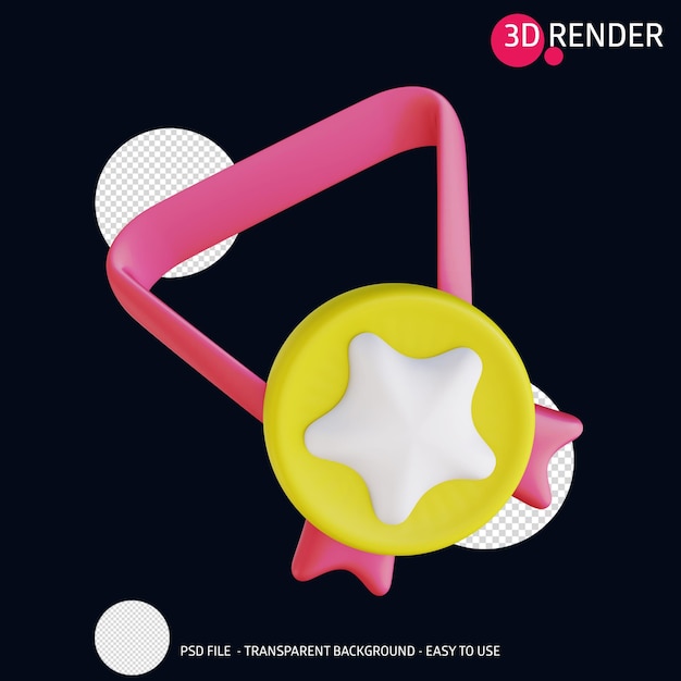 3d render icon medal 3