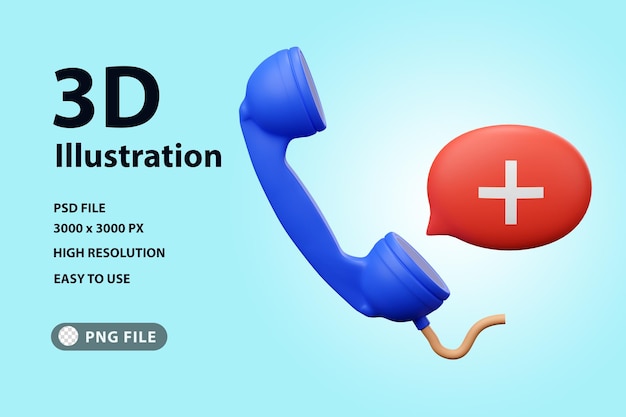 PSD 3d render icon medical phone