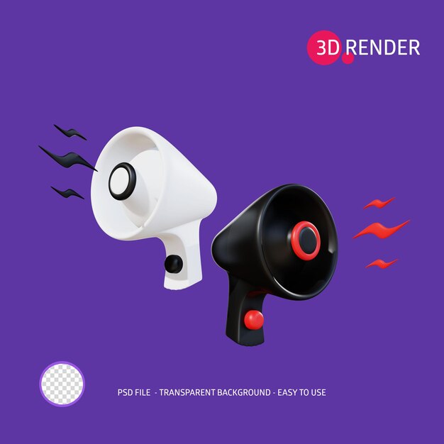 PSD 3d render icon megaphone 10