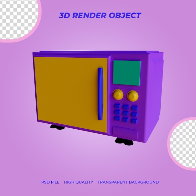 3d render icon microwave oven