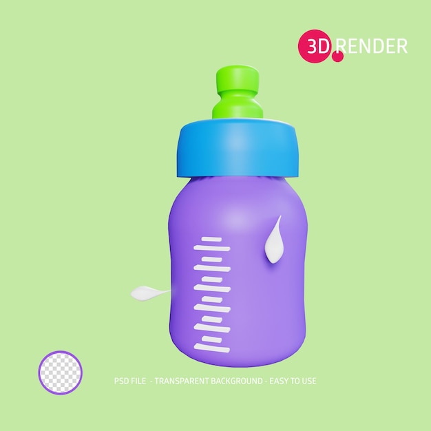 PSD 3d render icon milk bottle