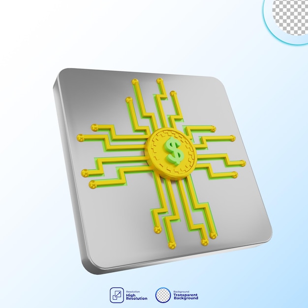 3d render icon money and finance