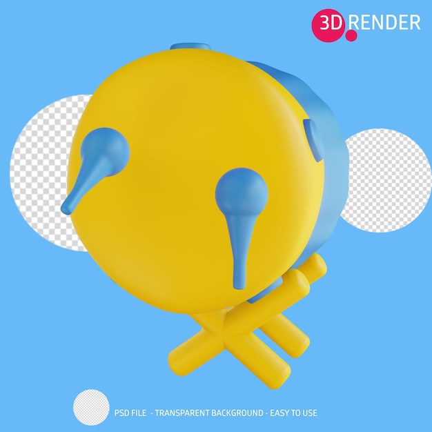 3d render icon mosque drum