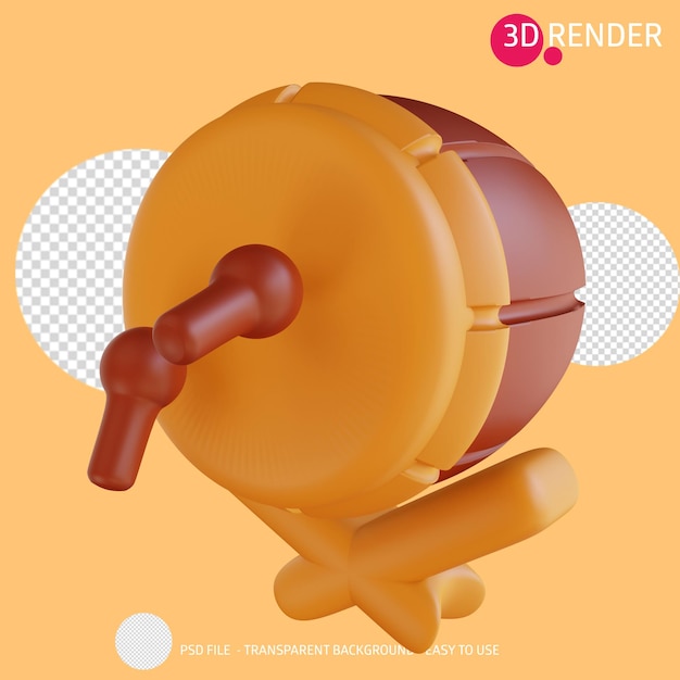 3d render icon mosque drum