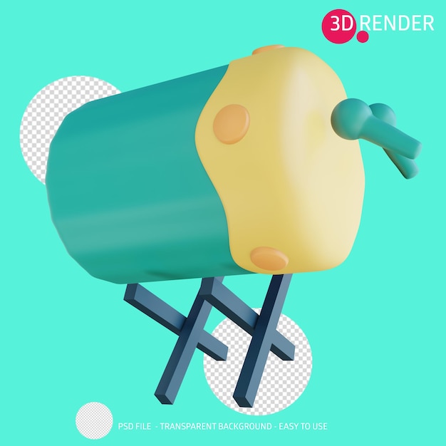 3d render icon mosque drum