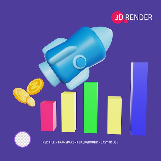 PSD 3d render icon namecoin chart 2