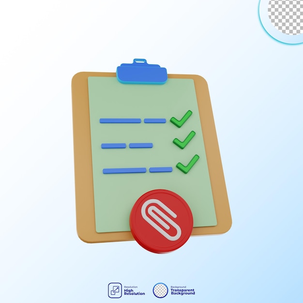 3d render icon note and taks