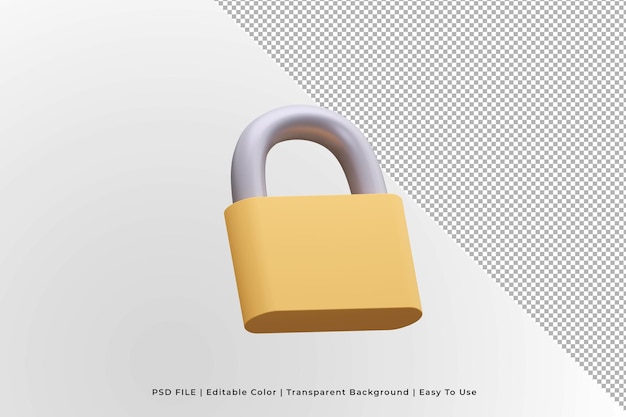 3d render icon padlock