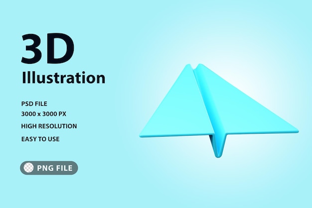 PSD 3d render icon paper plane