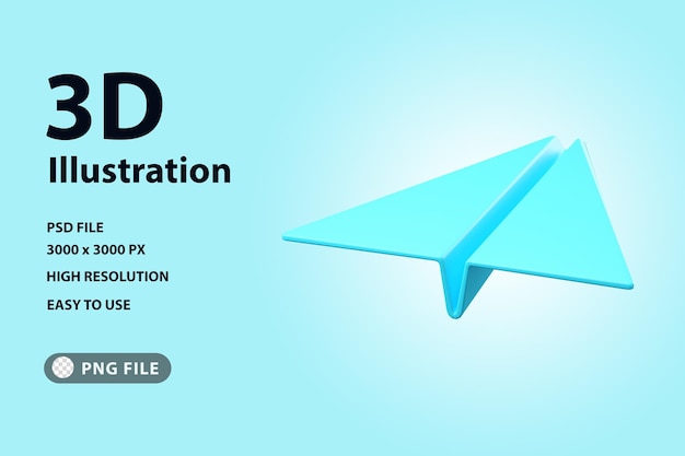 3D render icon paper plane