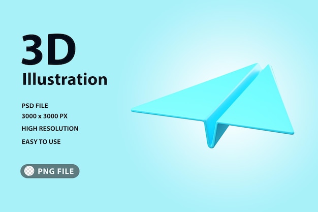 PSD 3d render icon paper plane