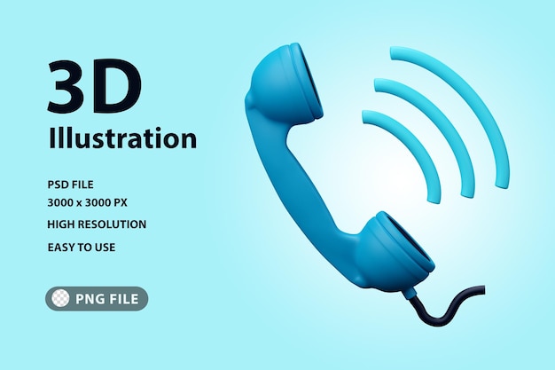 PSD 3d render icon phone call