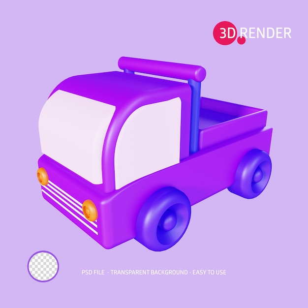 PSD rendering 3d icon pickup truck