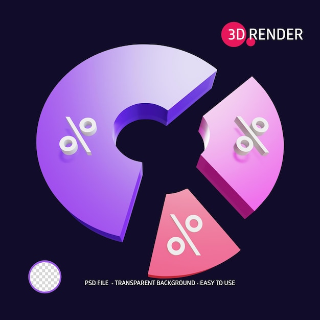 PSD 3d render icona grafico a torta 7