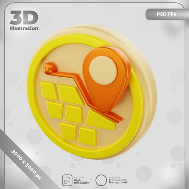 PSD 3d render icon road map