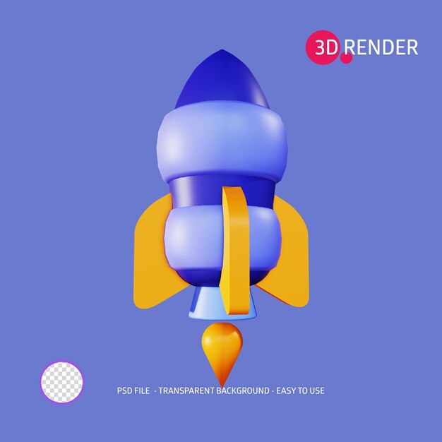 3D 渲染图标:火箭10
