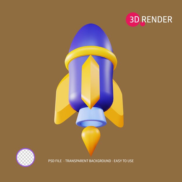 3D 渲染图标:Rocket 11 (火箭十一号)