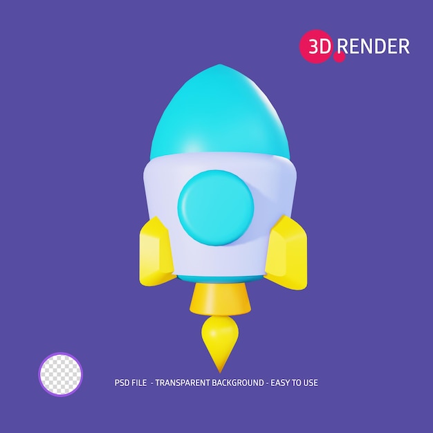 PSD 3d render icon rocket 14