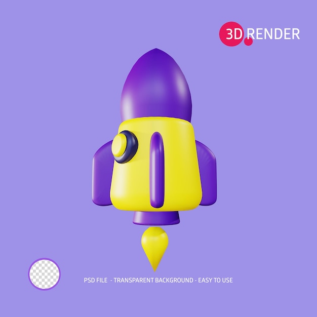 PSD 3d render icon rocket 22